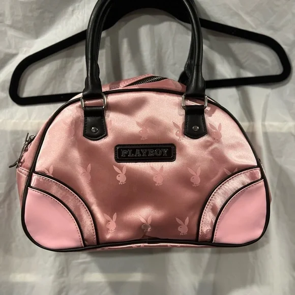 PLAYBOY Pink and Black Glossy Shoulder Bag - Picture 1 of 2
